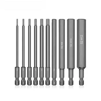 10 шт. 1,5-12 мм 1/4 дюйма шестигранный ключ-отвертка набор сверл магнитный наконечник 100 мм S2 стальной метрический шестигранный ключ отвертка