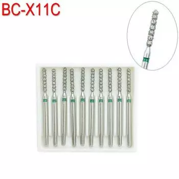 10 шт. 1,6 мм, стоматологические высокоскоростные боры, высокоскоростные наконечники, турбинные алмазные боры, полировка, подготовка зубов BC-X11C