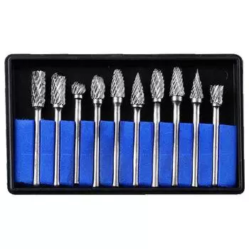 10 шт. 1/8 хвостовик из карбида вольфрама, фрезы, роторные Brocas com escareador, HSS, стальной конус, набор алмазных сверл 10 мм