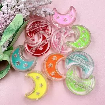 10 шт. 20,8*24,8 мм акриловые прозрачные изогнутые лунные звезды свободные бусины DIY цепочка для мобильного телефона ювелирные аксессуары зелёный