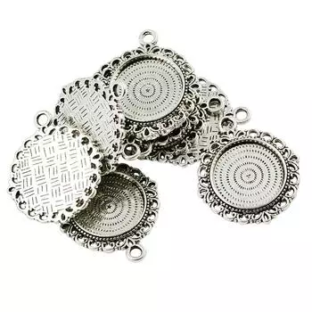 10 шт. 20 мм винтажный серебряный круглый кулон с камеей и кабошоном, заготовка для подноса as described