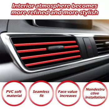 10 шт. 20 см автомобильный кондиционер вентиляционное отверстие отделочная полоса U-образная ПВХ цветная блестящая отделочная полоса для автомобиля для украшения автомобиля синий