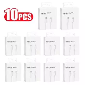 10 шт. 20 Вт PD кабель для быстрой зарядки iPhone 11 12 13 mini 14 Pro XS Max XR X 8 Plus SE кабель для быстрой зарядки 1 м 2 м с коробкой 1m