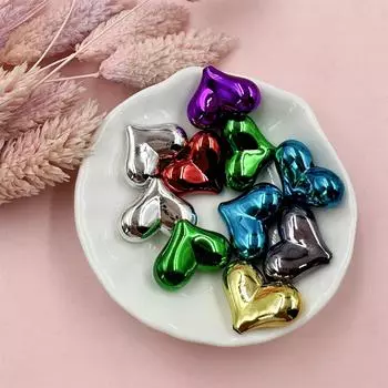 10 шт 22*16 мм акриловые большие бусины в форме сердца для самостоятельного изготовления аксессуаров для изготовления ювелирных изделий золотой