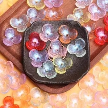 10 шт., 22,6 мм, акриловые прямые отверстия, выдолбленные трехлепестковые цветы, бусины, цепочка для мобильного телефона, шпилька, аксессуары ручной работы жёлтый