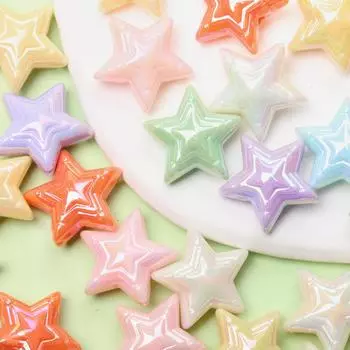 10 шт. 22,8 мм, материал ручной работы, акриловые свободные бусины, красочная пентаграмма, сделай сам, изготовление ювелирных изделий, мода бежевый