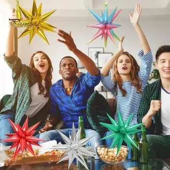 10 шт. 22-дюймовые воздушные шары из алюминиевой фольги со звездами, цельные 14-конечные воздушные шары со звездами, 4D воздушные шары с конусом звездообразования, Рождество, день рождения, свадьба, годовщина красный