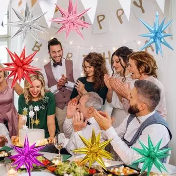 10 шт. 22-дюймовые воздушные шары из алюминиевой фольги со звездами, цельные 14-конечные воздушные шары со звездами, 4D воздушные шары с конусом звездообразования, Рождество, день рождения, свадьба, годовщина красный