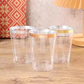 10 шт. 300 мл чашка Пномпеня жесткая пластиковая чашка для воды 10 унций пластиковые чашки для вина золотой