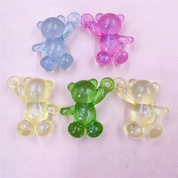 10 шт. 33,3*31,6 мм «сделай сам» для производства ювелирных изделий акриловый прозрачный кулон развевающийся медведь материал ручной работы модный зелёный