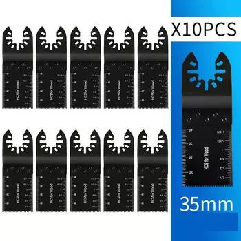 10 шт. 35 мм универсальный набор пильных полотен осциллирующий многофункциональный инструмент прямая шкала многофункциональные инструменты резка пильных полотен по дереву для Fein Multimaster Power 35MM-10Pcs чёрный