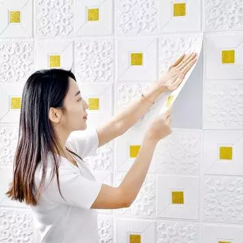 10 шт. 35 см x 35 см 3D обои самоклеящиеся имитация кирпича украшение дома фон настенные наклейки украшение ТВ фон 10Pcs 35cmx35cm белый
