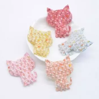 10 шт. 36*45 мм мягкие пушистые нашивки с вышивкой кошек на скрапбукинге, плоские ремесленные аксессуары, декоративные нашивки розовый