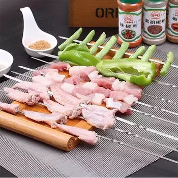 10 шт. 38 см шампуры из нержавеющей стали плоские шампуры для мяса барбекю на открытом воздухе барбекю шампур вилка для жарки