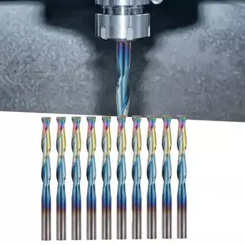 10 шт. 3,175 мм с круглым хвостовиком и плоской головкой, фрезы, высокая твердость, высокая эффективность работы, широко используемые спиральные фрезы с ЧПУ, деревообработка