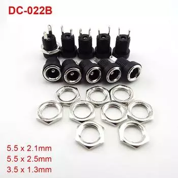 10 шт. 3,5*1,3 мм 5,5*2,1 мм 5,5*2,5 мм разъем питания постоянного тока 2 клеммы 2-контактный разъем для монтажа на панель