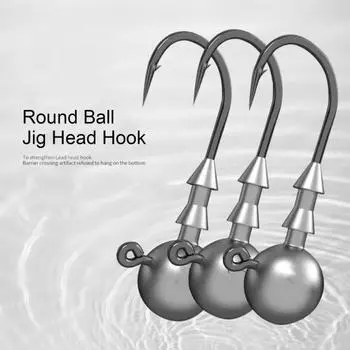 10 шт. 3,5 г-14 г рыболовный крючок с колючим хвостовиком, держатель наживки, острый крючок из высокоуглеродистой стали с круглым шаром, джиг-головка для пресной воды, соленой воды 5g