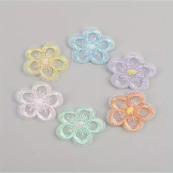 10 шт. 3 см кружево цветок сетка вышивка украшение для волос подол декоративная ткань паста обувь шляпа цветок одежда аксессуары нашивка