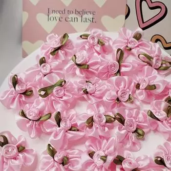 10 шт 3D атласная лента жемчужные розы цветок нашивка ручная работа аппликации шитье свадьба ремесло подарочная коробка украшение 3 см бежевый