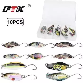 10 шт. 3D блесна с блестками - бионическая рыболовная приманка для пресной воды, свинцовый грузик с крючком с зазубринами, 2,5 г/3,5 г/5 г, полный набор грузил смешанного размера 10PCS