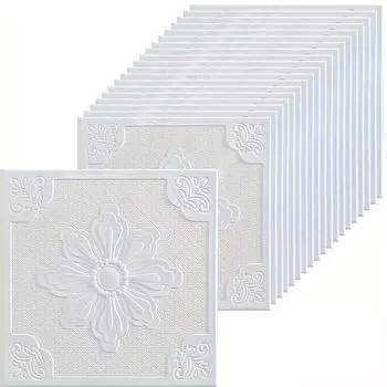 10 шт. 3D Цветочные самоклеящиеся настенные панели Водонепроницаемые Устойчивые к пятнам Моющиеся Ударопрочные Мебель Восстановленные Водонепроницаемые и влагостойкие 10pcs белый