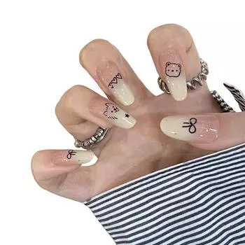 10 шт. 3D-цветок накладные ногти длинный набор для наращивания ногтей Wear Armor многоразовые легко снимаемые экономящие время накладные ногти для домашнего салона XS F