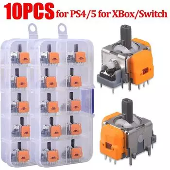 10 шт. 3D джойстик с эффектом Холла для PS4/5 для игровой машины XBox/Switch, ручной переключатель, высокоточные джойстики, модульные запчасти для ремонта
