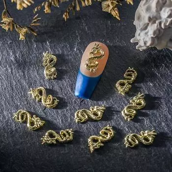 10 шт., 3D гвоздь с драконом, украшение для ногтей, винтажные китайские аксессуары для дизайна ногтей для женщин и девочек, дизайн из сплава