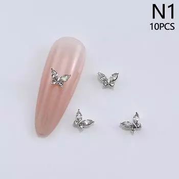 10 шт. 3D мини-кристаллические бабочки для дизайна ногтей, подвески, ювелирные изделия, аксессуары, роскошные украшения для ногтей из сплава, стразы, принадлежности