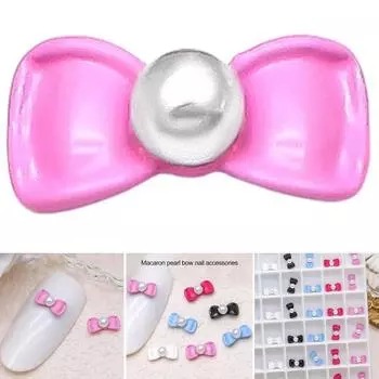10 шт. 3D подвески для ногтей макарон из искусственного жемчуга с бантом очаровательные красочные аксессуары для дизайна ногтей женские аксессуары синий