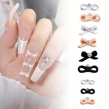 10 шт. 3D-подвески для ногтей в форме банта из металлического сплава, жемчужные стразы для дизайна ногтей, украшения для маникюра, аксессуары для ногтей своими руками 2509