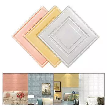 10 шт. 3D самоклеящаяся плитка из камня, кирпичной стены, наклейки из мягкой пены, панели белый