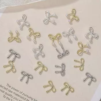 10 шт. 3D серебряные золотые банты в форме ногтей подвески металлический сплав нейл-арт стразы маникюрные украшения для Diy маникюрные аксессуары салон G