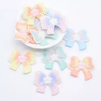 10 шт. 40 мм, вязаный галстук-бабочка с вышивкой для девочек, одежда, шапка, перчатки, нашивки для шитья, головные уборы «сделай сам», заколки для волос, аксессуары для декора зелёный