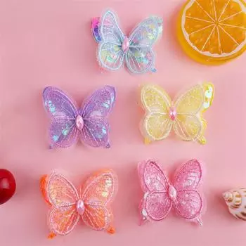 10 шт. 48*42 мм сетчатые блестки двойные бабочки аппликации для DIY головных уборов заколки для волос бант декор одежды шляпа обувь швейные заплатки One Size