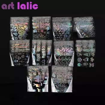 10 шт. 4*20 см голографическая фольга для ногтей «Ловец снов» роза кошка звездное небо цветочный узор дизайн ногтей переводная наклейка Декор набор