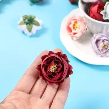 10 шт. 4,5 см искусственная головка цветка ретро DIY реалистичные декоративные поделки искусственная роза красный