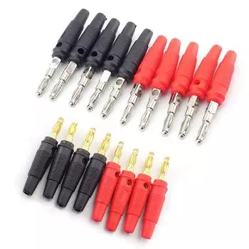 10 шт. 4 мм штекер банана аудио динамик винт золото посеребренные пластины штекеры беспаечный разъем 5 шт. красный 5 шт. черный 5pairs SILVER