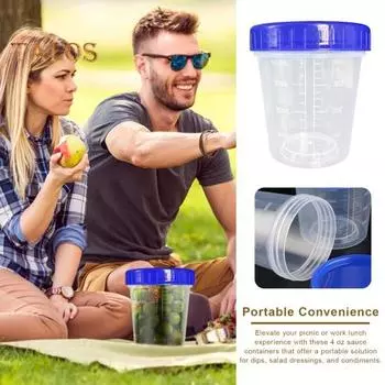 10 шт. 4 унции контейнеров для салатной заправки набор для JSCARES герметичные штабелируемые небольшие контейнеры с крышками многоразовые прозрачные пластиковые стаканчики для закусок 10 pcs синий