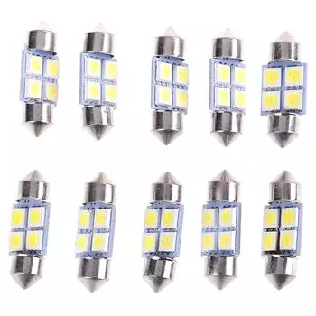 10 шт. 5050 31 мм 4Smd светодиодные белые лампы для салона автомобиля, купольные гирлянды, лампочки Dc12V