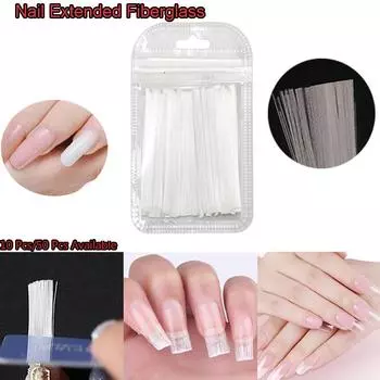 10 шт./50 шт. наращивание ногтей из стекловолокна, акриловые насадки для ногтей, аксессуары для дизайна ногтей из стекловолокна 10pcs белый