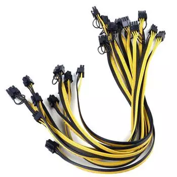 10 шт. 50 см Качественный 6-контактный на 8-контактный (6+2Pin) Кабель PCI-E 18AWG для майнинга