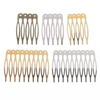 10 шт., 5/10 зубьев, металлическая расческа для волос, заколка для волос в форме когтя, заколки для волос, принадлежности для волос «сделай сам» A-Silver