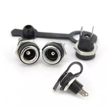 10 шт. 5,5x2,1 мм 5,5x2,5 мм DC гнездо для монтажа на панель питания разъем питания адаптер штекер 2 клеммный тип DC штекер с крышкой type 1