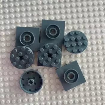 10 шт./5 комплектов строительных блоков сцены MOC, совместимых с мелкими частицами, 4X4, круглые строительные блоки, поворотная платформа, базовая сборка, соединители, аксессуары Gray серый