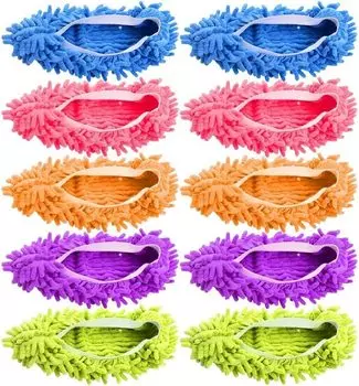 10 шт., 5 пар тапочек для швабры Duster, чехол для обуви, многофункциональные моющиеся тапочки из синельного волокна, обувь для чистки пола для дома