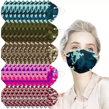 10 шт. 5-слойная маска с принтом для взрослых, пыленепроницаемый ветрозащитный фильтр для защиты от тумана и загрязнения розовый