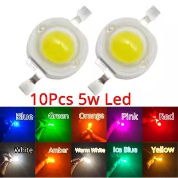 10 шт., 5 Вт, высокая мощность, чип, излучатель из шариков, теплый белый, белый, желтый, зеленый, розовый, красный, 45MIL 2, 2, 7 В, 180-550LM, 380NM, 6500K, светодиодная лампа розовый
