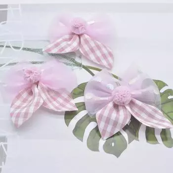 10 шт. 65*70 мм сетчатый бант с шариковыми аппликациями, принадлежности для шитья, нашивки, аксессуары для украшения розовый