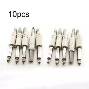 10 шт. 6,35 мм 2-полюсный штекер моно усилителя 1/4 дюйма штекер монофонический разъем аудиокабель микрофон аудиоразъемы